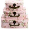 thumbnail image 1 of 3 Pack Paperboard Suitcases Storage Box With Lids - Decorative Gift Boxes for Photo Storage, Home Decoration, Wedding, Birthday, Anniversary - Pink, 1 of 7