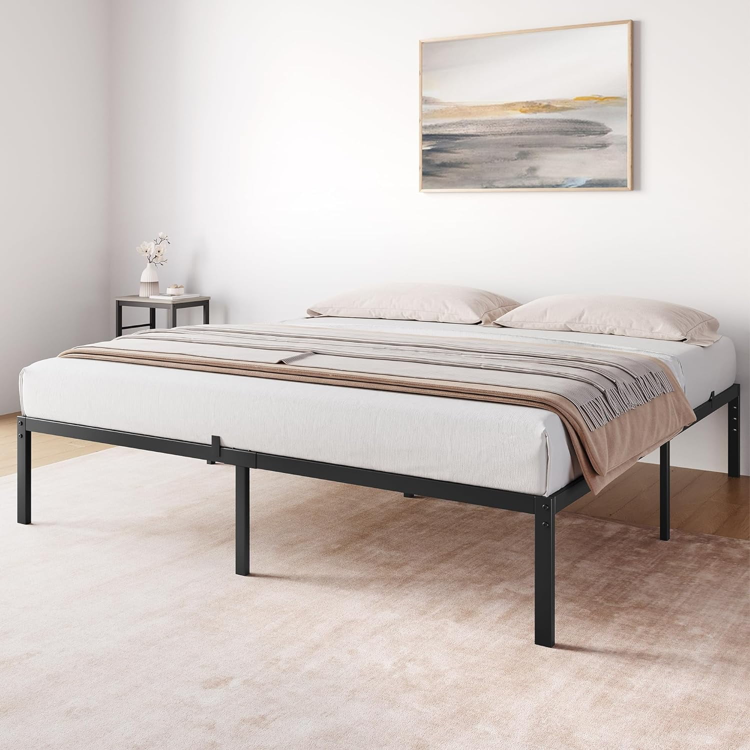 Twin Bed Frame 14 Inch - No Box Spring Needed, Heavy Duty Metal Platform With Storage