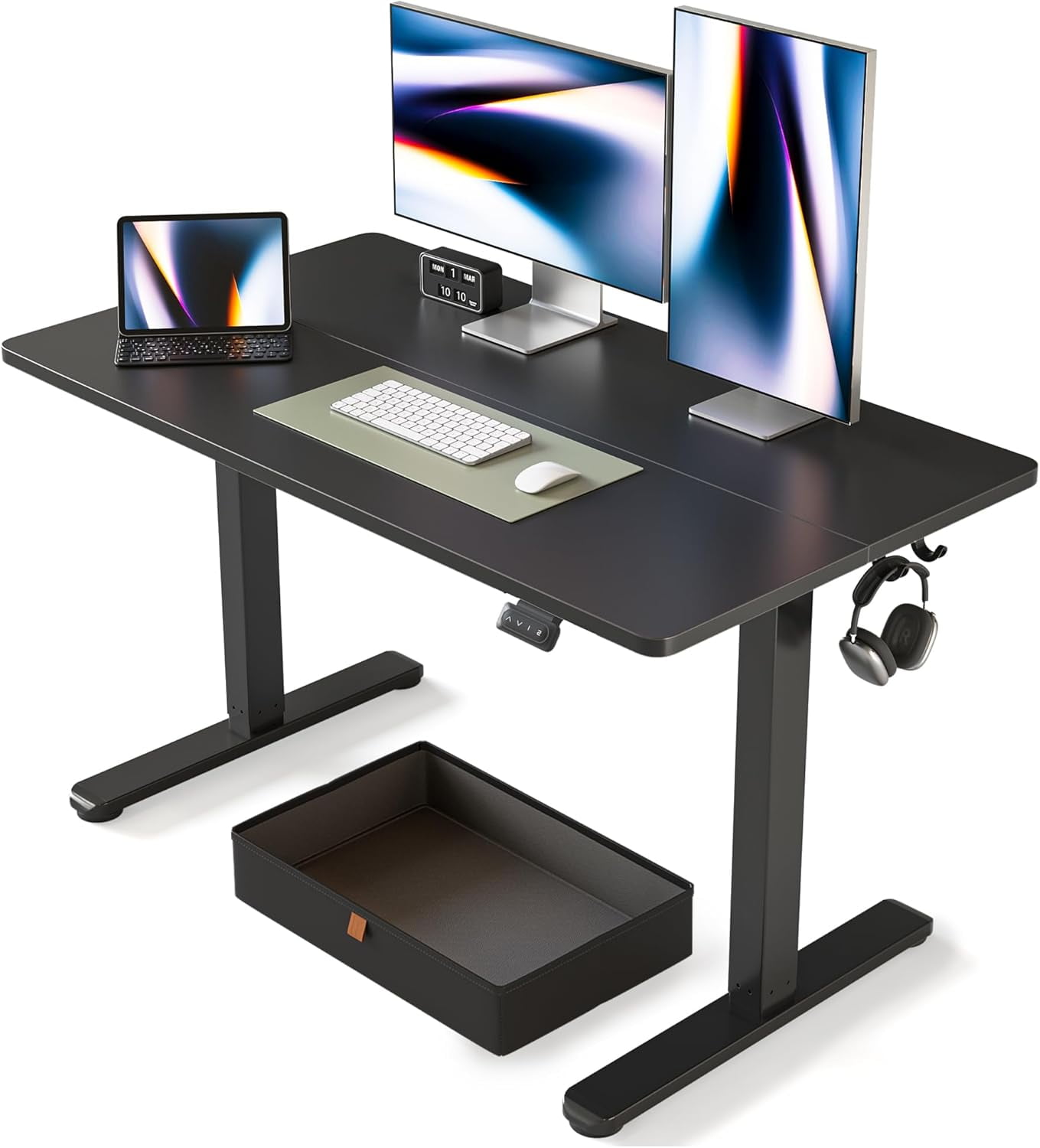 Computer Standing Drawer hltudp 48 x 24 Inches Standing with Drawer Adjustable Height Electric ...