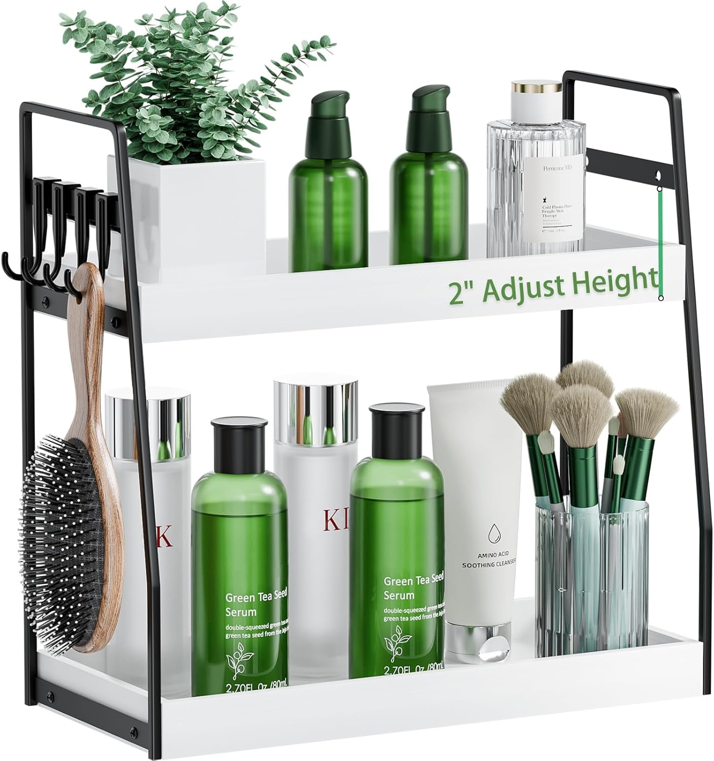 hltusdp 2 Tier Bathroom Organizer Countertop with Drawer Metal Mesh ...
