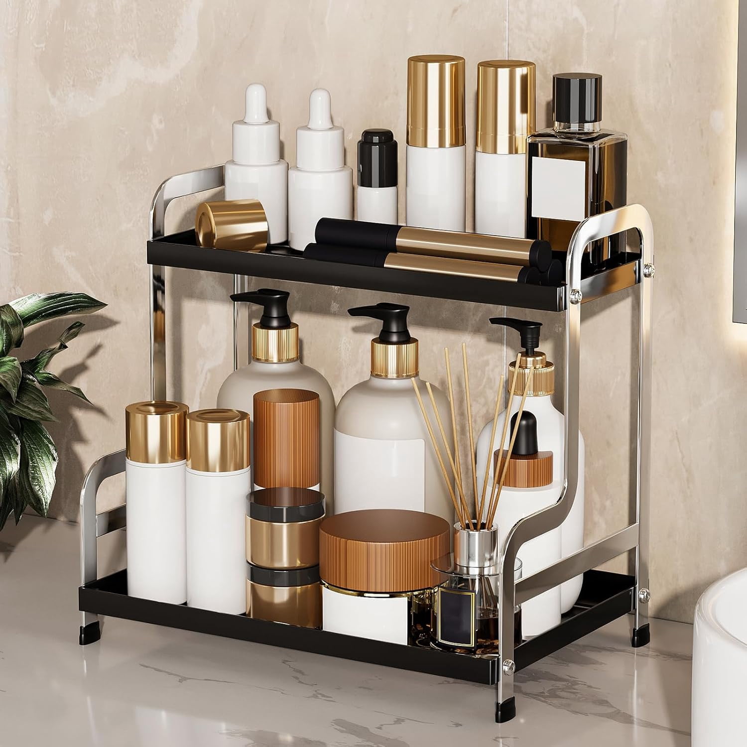 hltusyp Bathroom Organizer Countertop 2 Tier Bathroom Counter Organizer ...