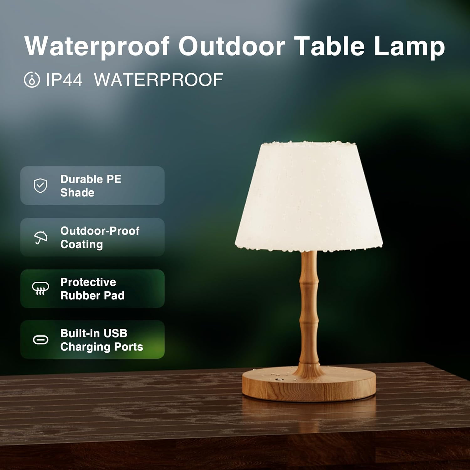 hltuyb Table Lamp Shower Lamp Waterproof Cordless Rechargeable Battery ...