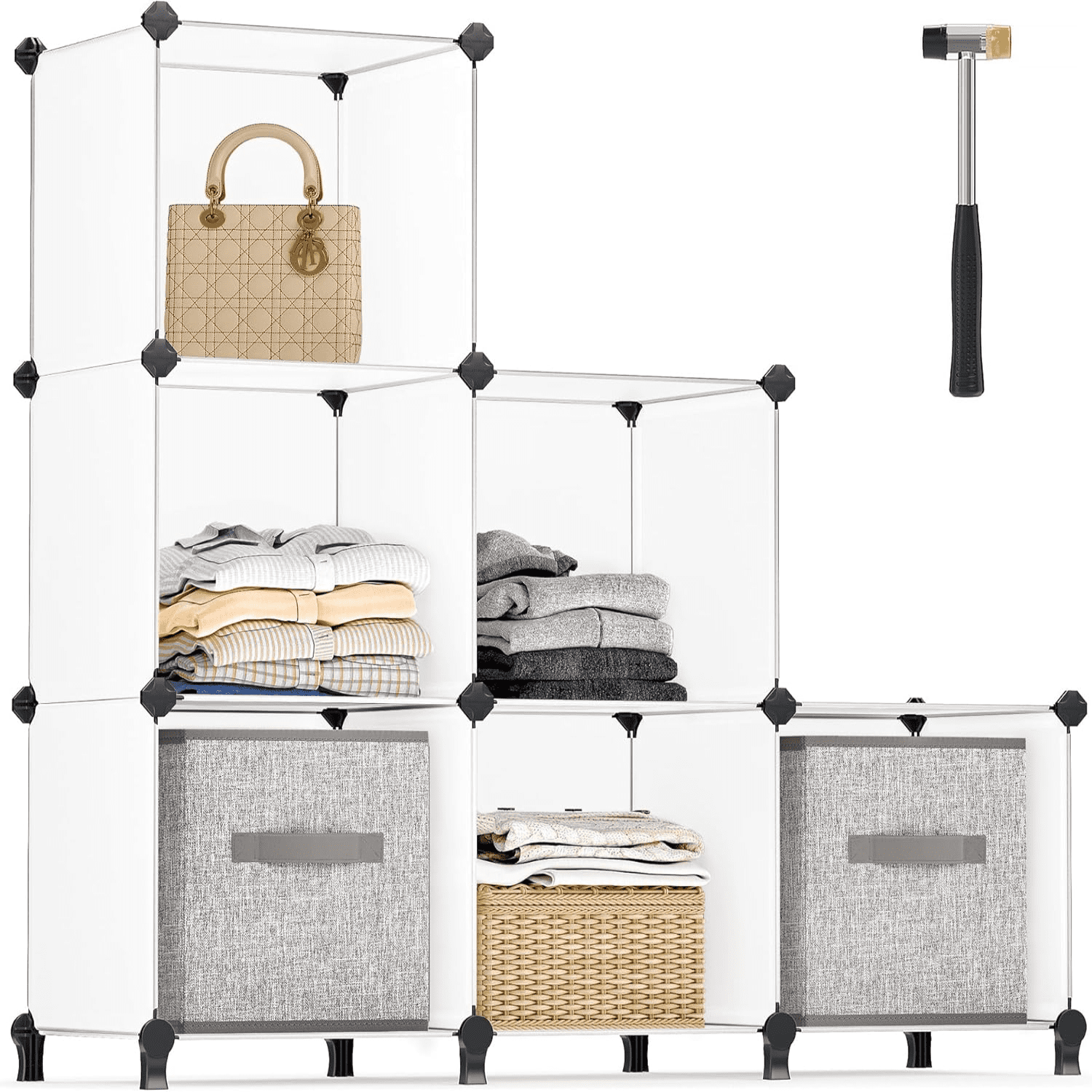 Mini Cube Storage hltvuy 6 Cube Storage Organizer DIY Closet Shelf Plastic Clothes ...