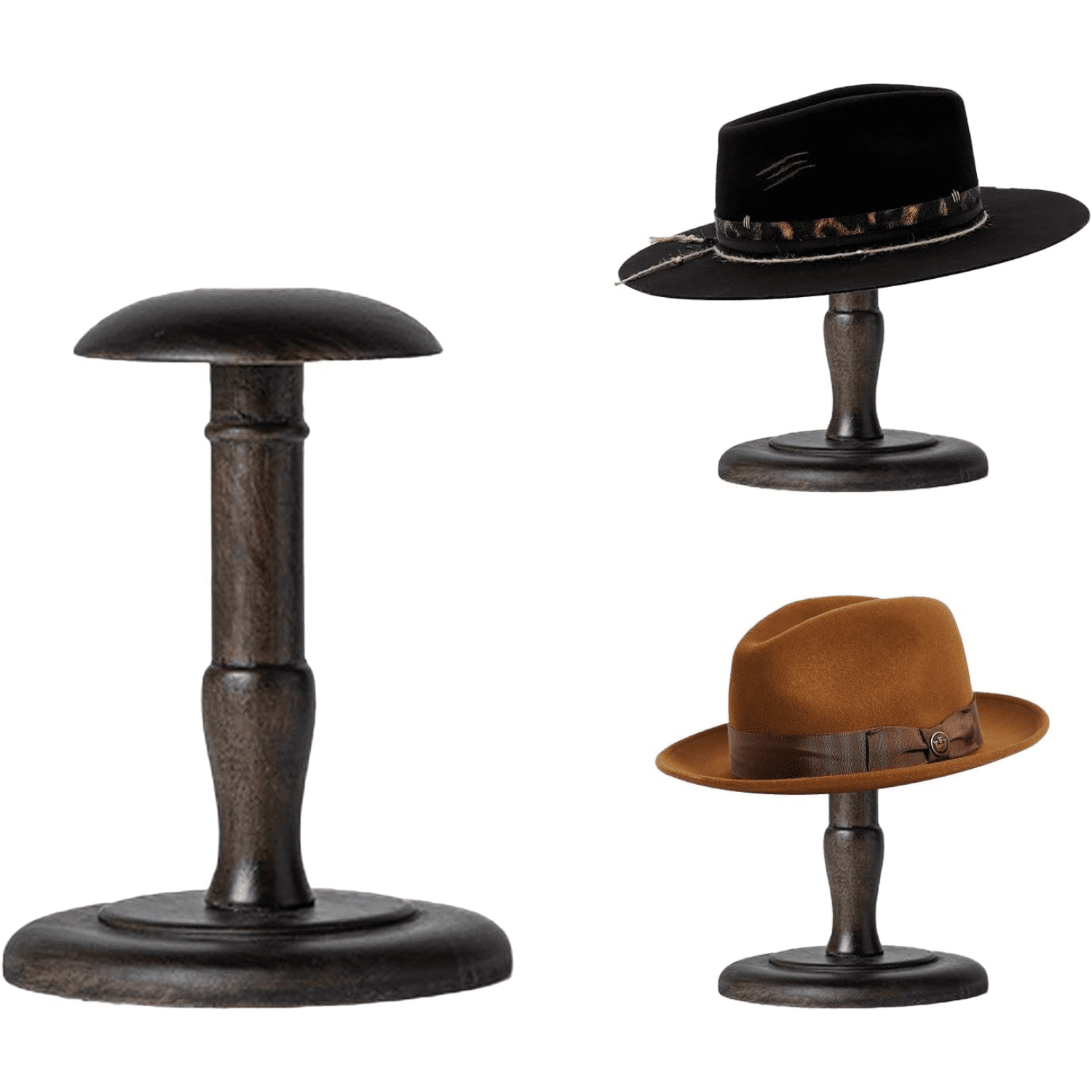 hltysuo CHADWICK Vintage Hat Rack Stand Rustic Brown Hat Display Stand ...