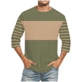 thumbnail image 1 of hlysgo 3/4 Sleeve Shirts for Men Casual Stylish Color Block Crewneck Graphic Tees Spring Summer Work Going Out Tops Men's Fashion Clothes Army Green XL, 1 of 4