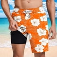 thumbnail image 1 of hlysgo 9 Inch Swim Trunks Men Trendy Tropical Printed Swim Trunks with Liner Beach Bathing Suit Shorts with Pocets Drawstring Board Shorts Yellow M, 1 of 6