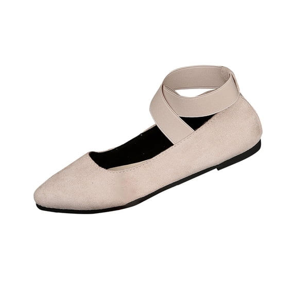 hlysgo Ankle Strap Flats for Women Women Flat Ballerina Shoes Ballet Flats with Strap Beige 36