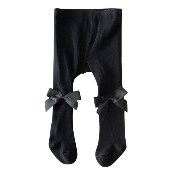 hlysgo Baby Girls Tights Infant Toddlers Velvet Bow Tights Classic Cotton Leggings Socks Black,12 Months