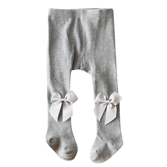 hlysgo Baby Girls Tights Infant Toddlers Velvet Bow Tights Classic Cotton Leggings Socks Gray,12 Months