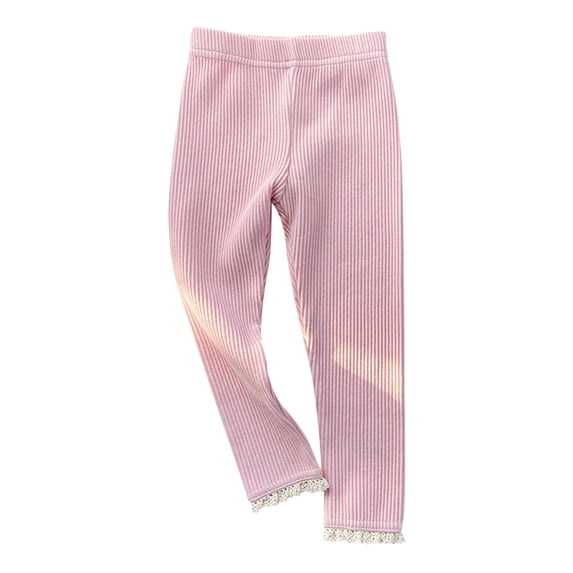hlysgo Baby Toddler Girl Flare Pants Bell Bottom Leggings Soft Pant Ribbed Ruffle Clothes Trousers Pink,6 Years