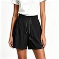 thumbnail image 1 of hlysgo Baggy Shorts for Women Loose Fit Wide Leg Elastic Waist Short Drawstring Lightweight Breathable Summer Short with Pockets Black,M, 1 of 5