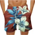thumbnail image 1 of hlysgo Beach Shorts for Men Drawstring Flower Graphic Hawaiian Swim Shorts with Pockets Quick Dry Bathing Suits Summer Travel Swim Trunks no Liner Brown XXXXXL, 1 of 5