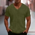 thumbnail image 1 of Jessboyy Big and Tall Mens T Shirts Comfy Waffle Knit V Neck T Shirts for Men Short Sleeve Solid Color Tees Summer Tops Casual Plus Size Shirt Army Green,XXXXL, 1 of 8