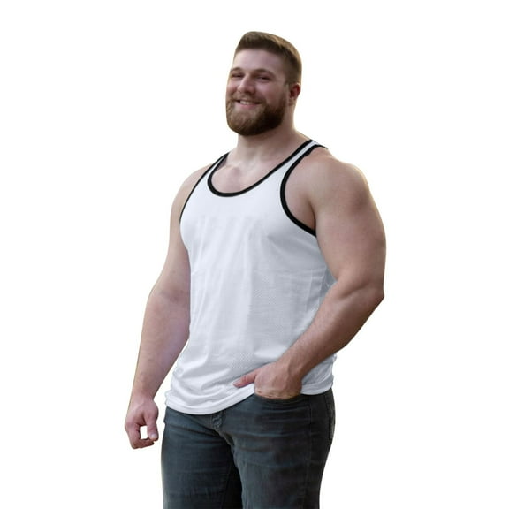 hlysgo Big and Tall Tank Tops for Men Base Layer Undershirts Fitted Solid Color Sleeveless Workout Gym Tank Tops Breathable Casual Muscle Shirts White M
