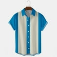 thumbnail image 1 of hlysgo Bowling Shirts for Men Short Sleeve Button Down Striped Shirt Casual Summer Hawaiian Beach Vacation Tops Loose Fit Going Out Clothes Sky Blue XXXL, 1 of 3