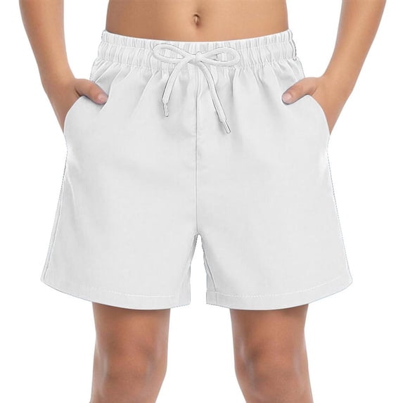 hlysgo Boys Running Shorts Quick Dry Lightweight Gym Short Workout Athletic Shorts with Pockets White,12-13Years