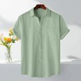 thumbnail image 1 of Jessboyy Button Down Shirt Men Casual Short Sleeve Fitted Button up Shirts Summer Vacation Going Out Tops Business Plain Work Shirt Green XXL, 1 of 9