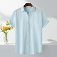 thumbnail image 1 of Jessboyy Button Down Shirt Men Casual Short Sleeve Fitted Button up Shirts Summer Vacation Going Out Tops Business Plain Work Shirt Light Blue S, 1 of 9