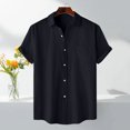 thumbnail image 1 of Jessboyy Button Down Shirt Men Casual Short Sleeve Fitted Button up Shirts Summer Vacation Going Out Tops Business Plain Work Shirt Navy S, 1 of 9