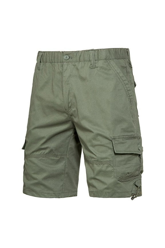 Cargo Shorts for Men 9 Inch Elastic Waistband Mulit Pockets Work Cargo Short Casual Lightweight Outdoor Hiking Shorts Army Green,Size XXXL