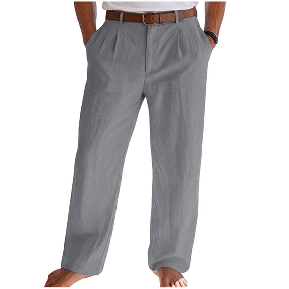 hlysgo Causal Dress Pants for Pants Pleated Loose Fit Straight Leg Trousers Business Work Officewear Pant with Pockets Dark Gray,3xL