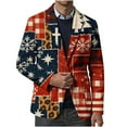 thumbnail image 1 of hlysgo Christmas Blazer for Men Trendy Xmas Print Party Sport Jacket Slim Fit Business Corduroy Suit Jacket Casual Stylish Winter Holiday Blazers Red L, 1 of 4