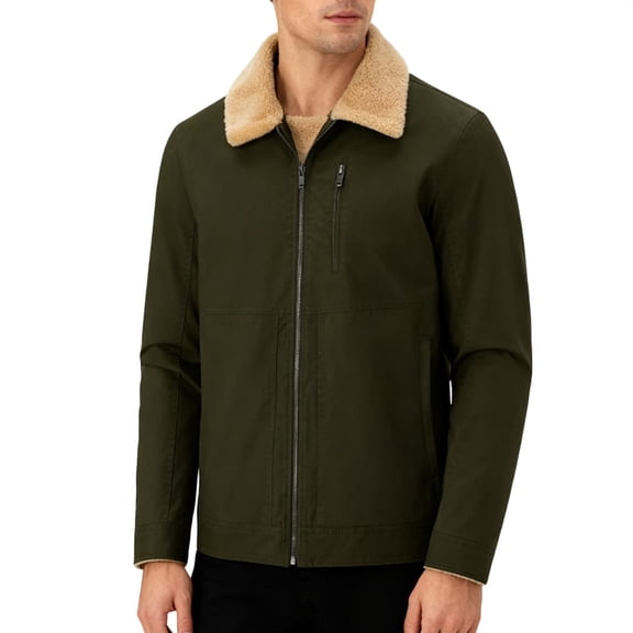 hlysgo Corduroy Jackets for Men Plus Size Fleece Lapel Zip up Barn Jacket Winter Business Casual Work Coats Trendy Outdoor Outerwear Green XL