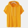 thumbnail image 1 of hlysgo Cotton Pullover Hoodies for Men Short Sleeve Workout Gym Sweatshirt with Hood Lightweight Solid Color Athletic Shirts Yellow S, 1 of 8
