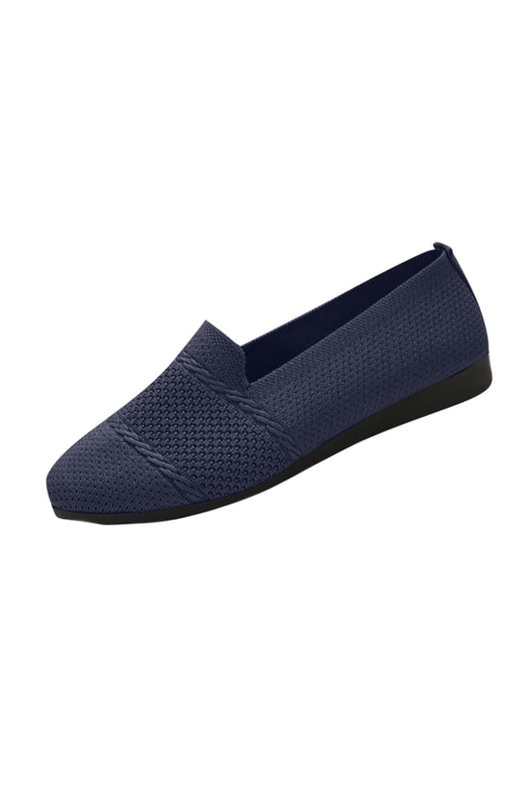 Flats for Women Ballets Shoes Comfortable Knitted Dressy Work Flats Ladies Wedding Flat Casual Shoes Dark Blue 42