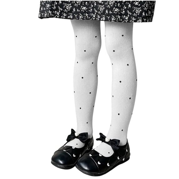 hlysgo Girls Cable Knit Sparkle Tights Kids Seamless Footed Ribbed Cotton Stockings Warm School Uniform Leggings Pantyhose White White,1-2Years
