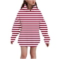 thumbnail image 1 of hlysgo Girls Striped Oversized Hoodie Dress Loose Long Preppy Casual Pullover Sweatshirt Fall Y2K Outdoort Tops with Pockets Pink,13-14Years, 1 of 5
