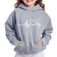 thumbnail image 1 of hlysgo Girls Triple Heart Hoodie Fleece Lined Cute Soft Casual Pullover Sweatshirt Fall Comfort Running Tops with Pocket Gray,11 Years, 1 of 4