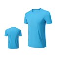 thumbnail image 1 of Jessboyy Gym T Shirts for Men Stretchy Crewneck Short Sleeve Workout Shirt Active Fit Casual Running Fitness Tops Summer Solid Basic Athletic Tees Sky Blue,XXL, 1 of 9