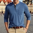 thumbnail image 1 of hlysgo Henley Shirts for Men with Pocket Casual Stylish Long Sleeve Work Shirt Vintage Solid Color T-shirts Comfy Going Out Pullover Tops Blue XXXL, 1 of 6