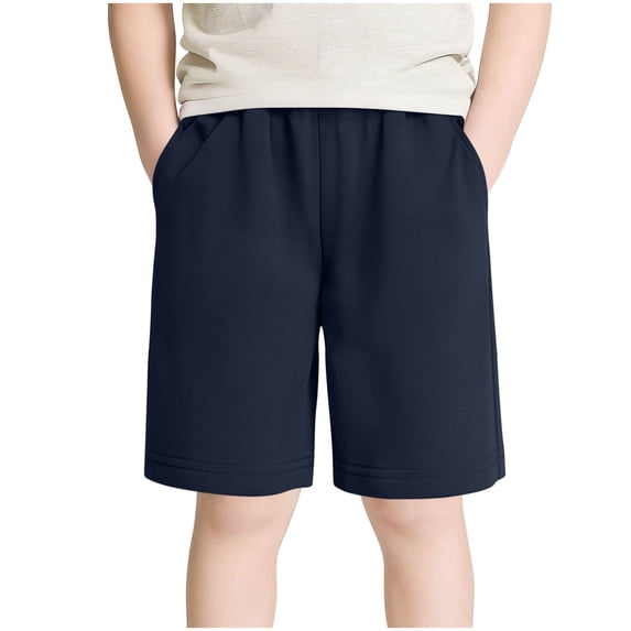 hlysgo Kids Athletic Shorts Comfortable Cotton Cropped Pants Casual Summer Sports Quick-Dry Solid Short for Boys Girls Navy,5-6 Years