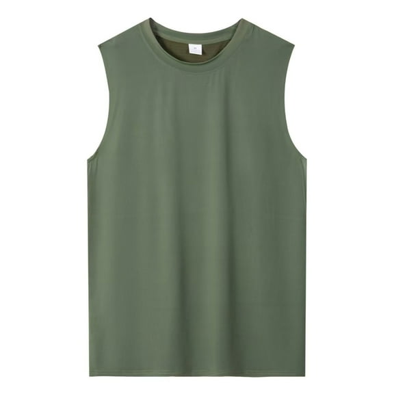 hlysgo Lightweight Tank Tops for Men Breathable Solid Color Sleeveless Workout Gym Tank Top Base Layer Undershirts Summer Beach Clothes Army Green XL
