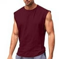 thumbnail image 1 of hlysgo Linen Tank Tops for Men Loose Fit Breathable Solid Color Sleeveless Tshirts Lightweight Crewneck Summer Vacation Beach Tank Tops Red,Size M, 1 of 6