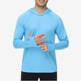 thumbnail image 1 of hlysgo Long Sleeve Cooling Shirts for Men UPF 50 Sun Protection Clothing Breathable Outdoor Hiking Hooded UV Shirts Fitted Running Athletic Tops Sky Blue,3XL, 1 of 9