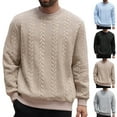 thumbnail image 1 of hlysgo Long Sleeve Shirts for Men Textured Solid Color Crewneck Pullover T Shirt Comfy Fall Winter Warm Mens Fashion Clothes Khaki L, 1 of 10
