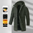 thumbnail image 1 of hlysgo Long Winter Coats for Men with Removable Hood Thicken Full Zip Fleece Lined Parka Jacket Big and Tall Windproof Quilted Padded Jackets Army Green XXXXXL, 1 of 9