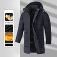 thumbnail image 1 of hlysgo Long Winter Coats for Men with Removable Hood Thicken Full Zip Fleece Lined Parka Jacket Big and Tall Windproof Quilted Padded Jackets Blue XXL, 1 of 7