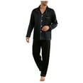 thumbnail image 1 of hlysgo Men's 2 Piece Satin Pjs Sets Plus Size Button Down Notch Collar Shirts and Night Bottoms Loungewear Men's Sleepwear Matching Pajama Sets Black M, 1 of 5
