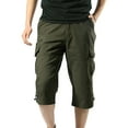 thumbnail image 1 of hlysgo Men's 3/4 Cargo Pants Casual Camo Summer Work Shorts Below Knee Length Classic Outdoor Shorts with Multi Pockets Army Green,4xL, 1 of 3