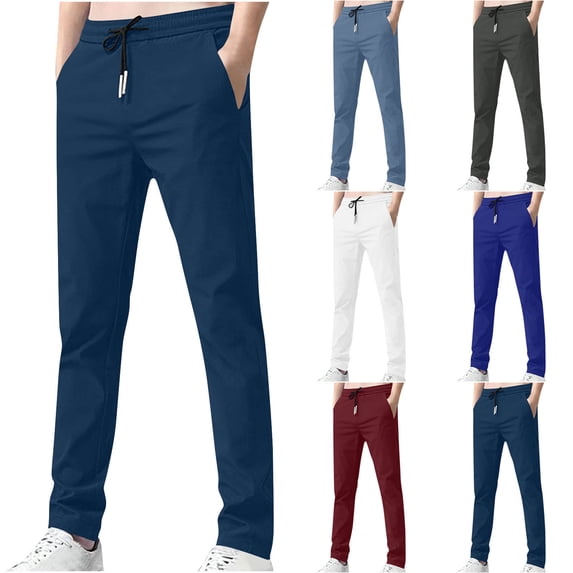 hlysgo Men's Athletic Pants Breathable Water Resistant Jogger Track Pant Hiking Workout Trousers with Pockets Navy,2XL