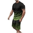 thumbnail image 1 of hlysgo Men's Big and Tall 2 Piece Summer Outfits Sets Casual Summer Vacation Going Out Outfits Short Sleeve Gradient Graphic Tee and Shorts Set Army Green,XXXL, 1 of 1