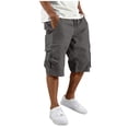 thumbnail image 1 of hlysgo Men's Cargo Shorts Elastic Waistband Drawstring Cotton Big & Tall Pants Summer Casual Relaxed Work Trousers Pockets Dark Gray,2xL, 1 of 6