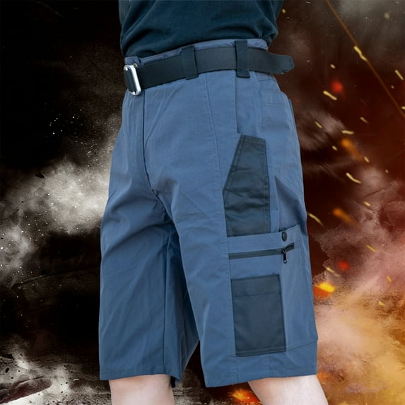 hlysgo Men's Cargo Shorts Knee Length Ripstop Waterproof Outdoor Work Shorts with Multi-Pocket Gray,Size M