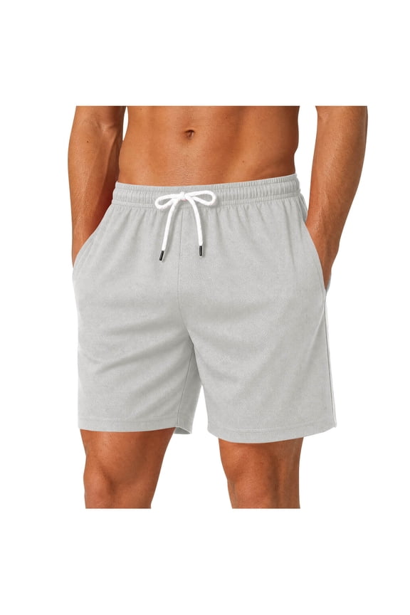 Men's Casual Summer Shorts Elastic Drawstring Waist Lightweight Breathable Short Comfy Cozy Beach Shorts with Pockets Gray,M