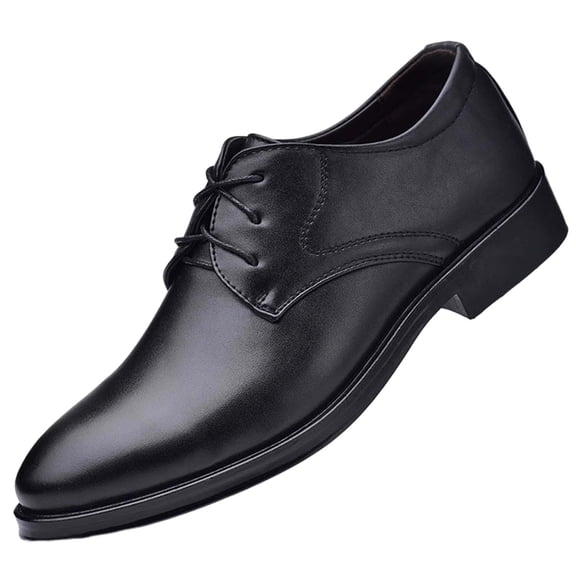 hlysgo Men's Classic Matte Upper Oxfords Business Formal Lace Up Leather Lace Up Dress Shoes for Men Black 43