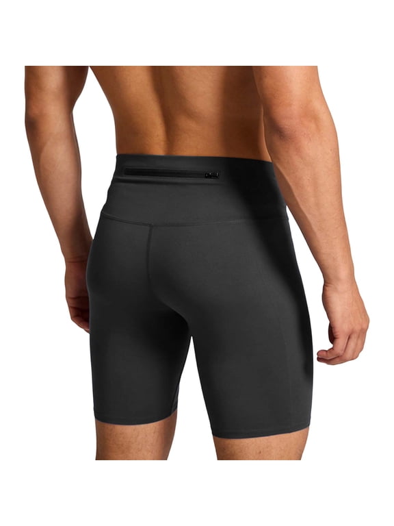 Men's Compression Running Shorts Skinny Leggings Slim Fit Short with Zipper Pocket Quick Dry Gym Workout Training Athletic Shorts Black,XL